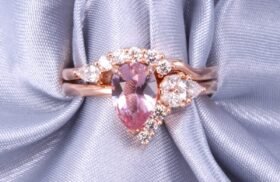 Morganite Wedding Ring Set