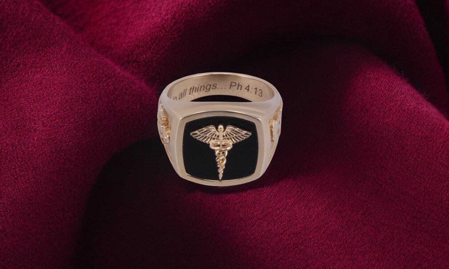 Doctor's Ring with Caduceus Symbol