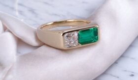 Custom Emerald Diamond Engagement Ring