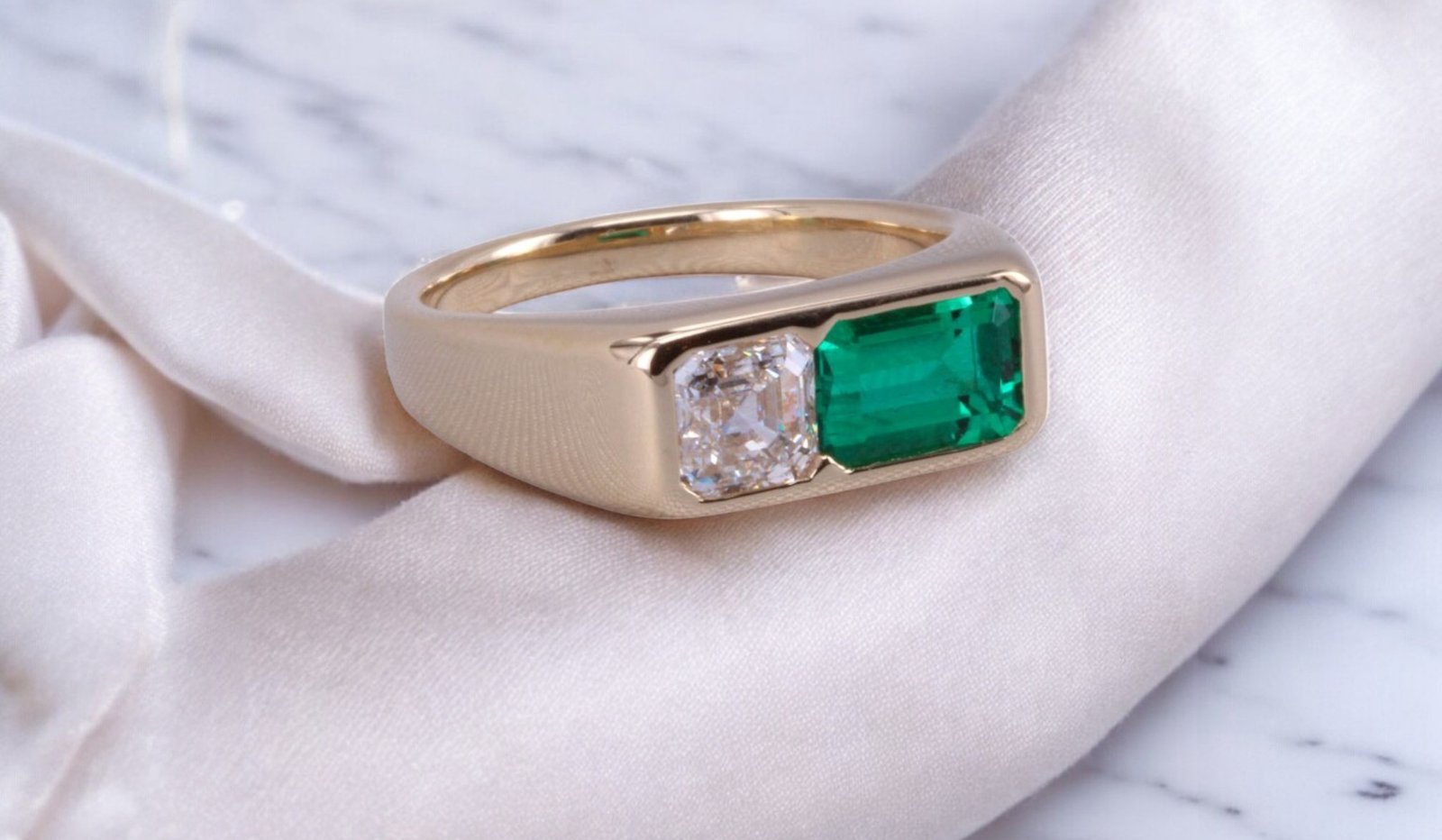 Custom Emerald Diamond Engagement Ring