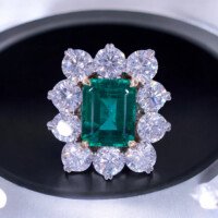 2.06 Ct. Untreated Emerald Diamond Ring San Diego Estate Jewelry